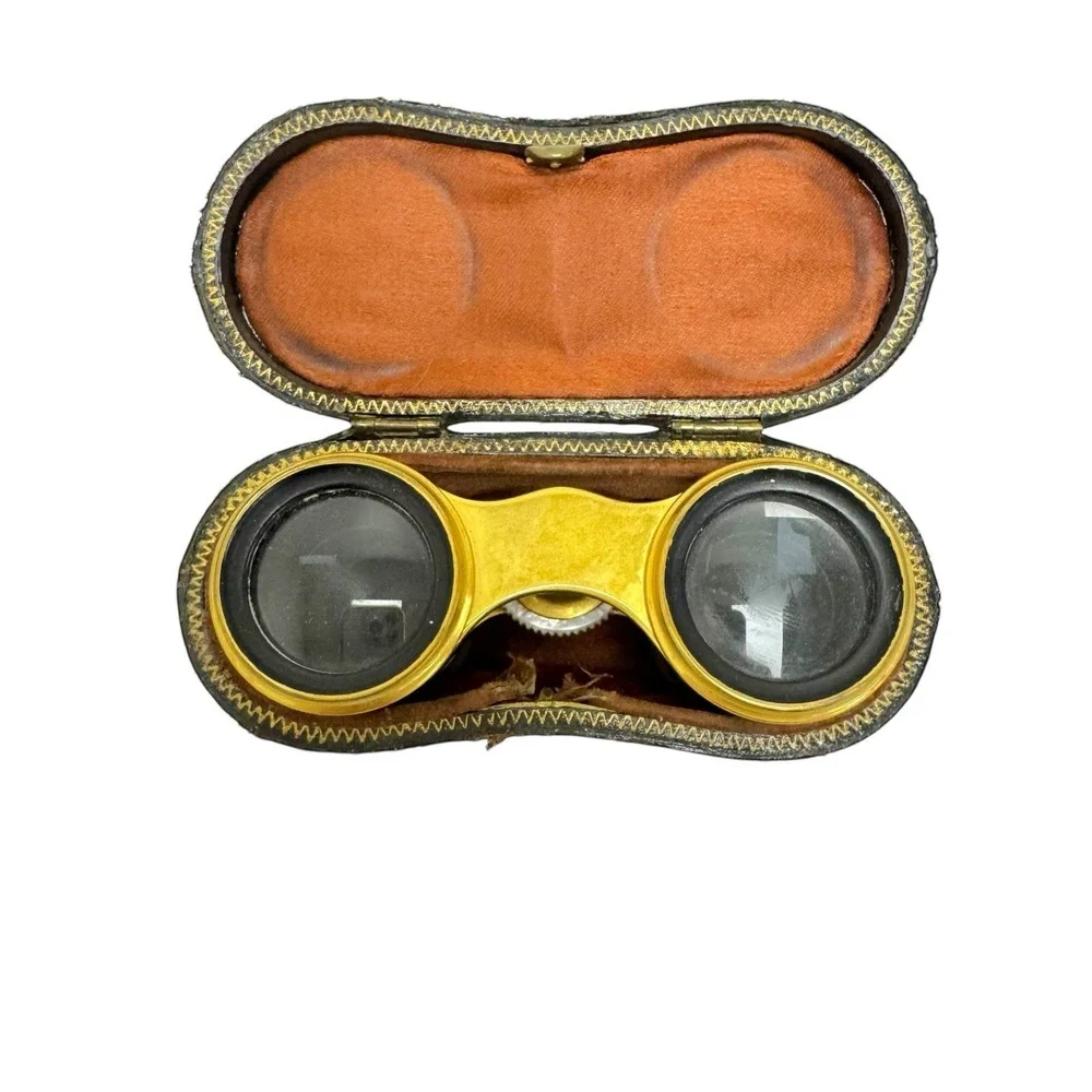 Antique Lemaire Fab Opera Glasses Binoculars Mother Of Pearl w/Case Paris France